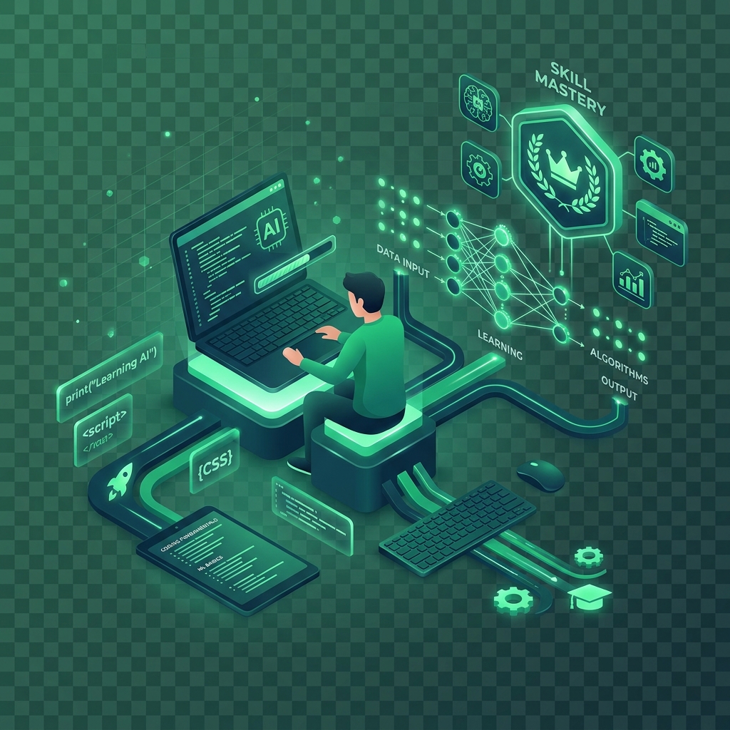 Interactive Learning & AI Recommendations Illustration